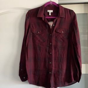 Black and burgundy button up shirt